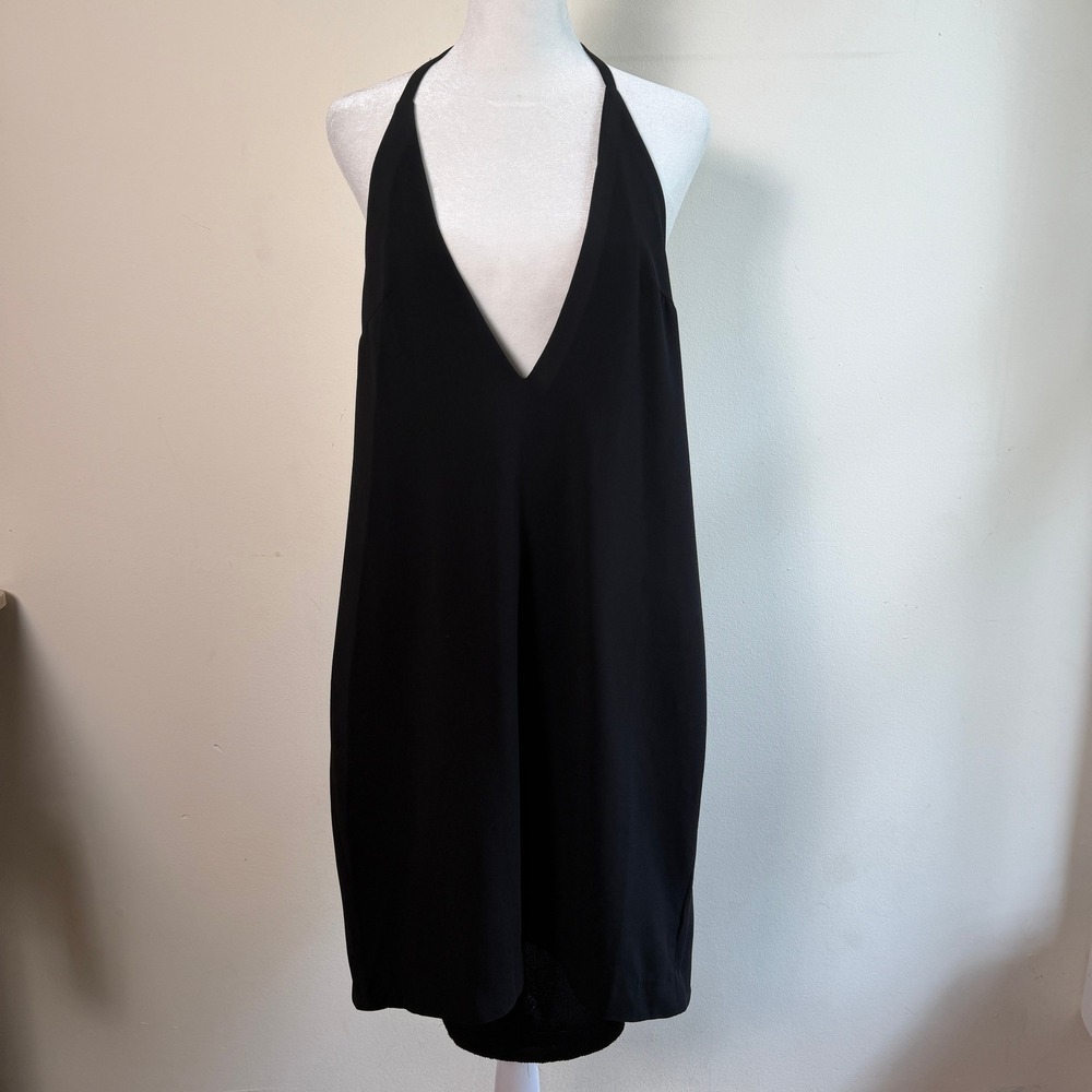 Solace London Mae Mini Dress Plunging Halter Backless Black Size 8 Excellent